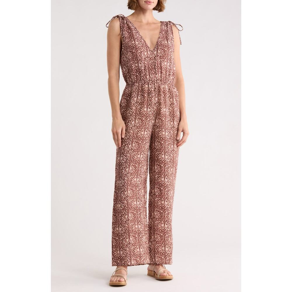 SMALL Faherty Jules Shoulder Tie Jumpsuit